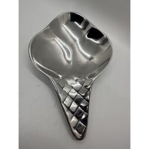 Metal Ice Cream Cone Spoon Rest Silver Tone Kitchen Decor